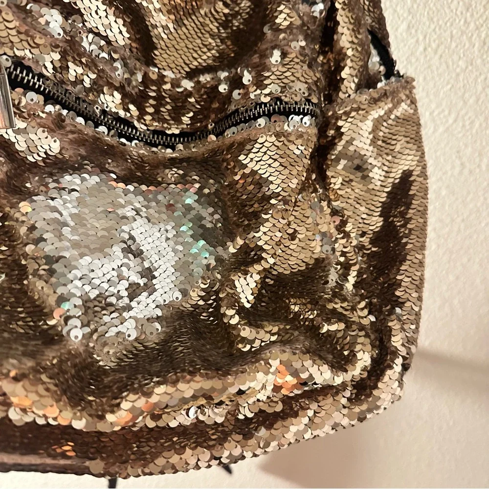 MalPolc Rose Gold Silver Sequin Backpack